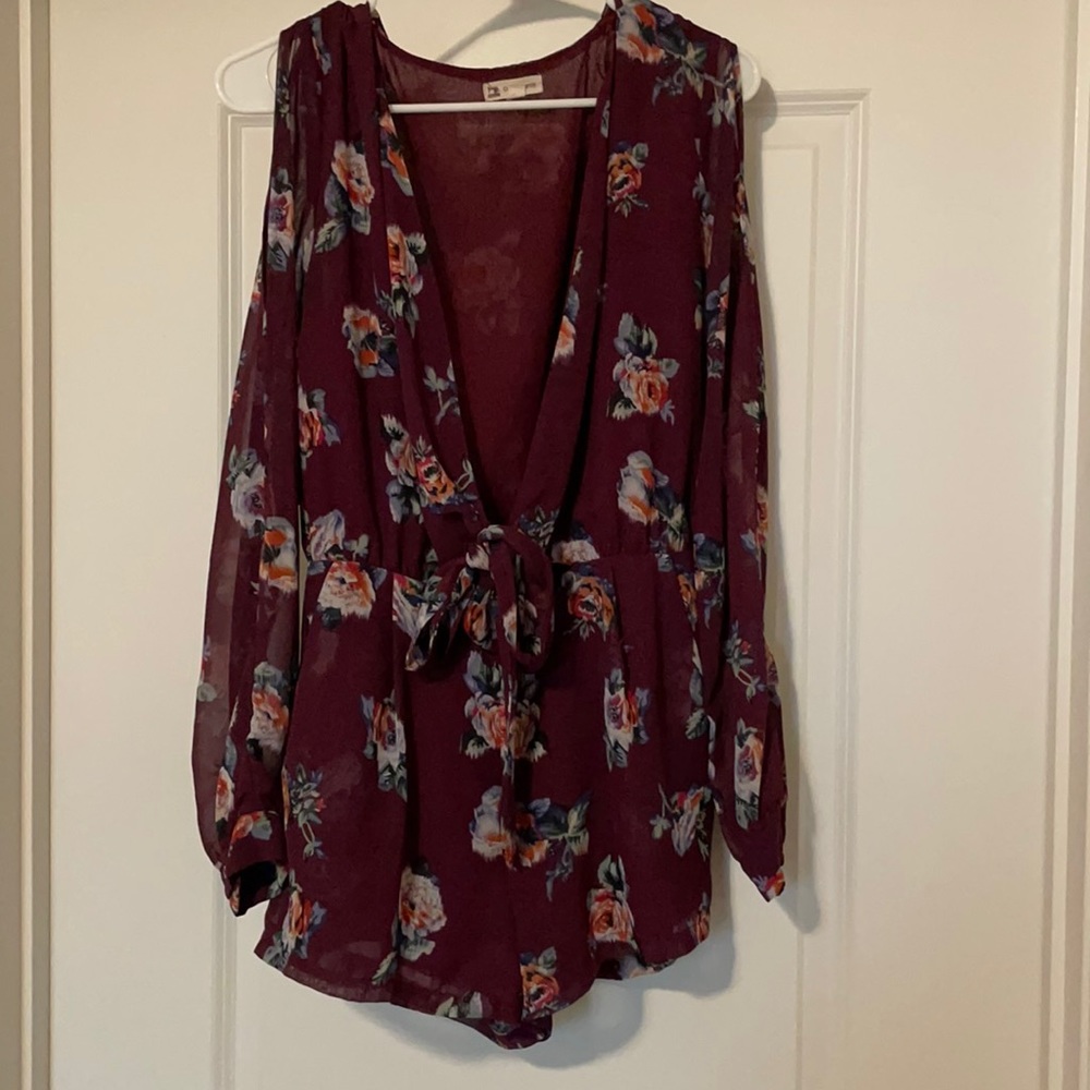 Burgundy Floral Romper